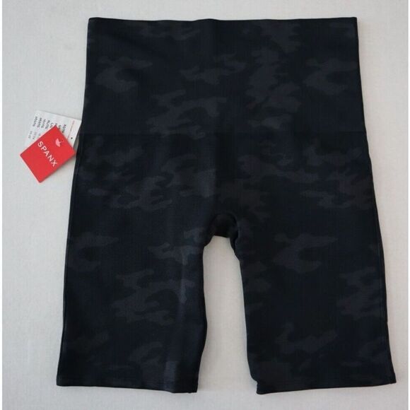 SPANX 50180R Women's Sz Large Black Camo Lamn High Waisted 8" Bike Shorts - Picture 2 of 3